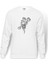 Iskelet Piston Baskılı Beyaz Erkek Örme Sweatshirt Uzun Kol 1