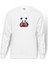 Panda Boks Baskılı Beyaz Erkek Örme Sweatshirt Uzun Kol 1