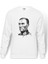 Gazi M Kemal Atatürk Portre Baskılı Beyaz Erkek Örme Sweatshirt Uzun Kol 1