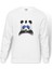 Panda Baskılı Beyaz Erkek Örme Sweatshirt Uzun Kol 1