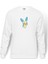 Pokemon Karakter Çizimi Minun Pokemon Baskılı Beyaz Erkek Örme Sweatshirt Uzun Kol 1
