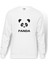 Panda Baskılı Beyaz Erkek Örme Sweatshirt Uzun Kol 1