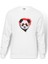 Gözlüklü Panda Baskılı Beyaz Erkek Örme Sweatshirt Uzun Kol 1