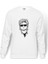Stranger Things Steve Baskılı Beyaz Erkek Örme Sweatshirt Uzun Kol 1