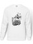 Racer Motor Motorsiklet Baskılı Beyaz Erkek Örme Sweatshirt Uzun Kol 1