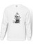 Amiral Gemisi Çizim Yelkenli Gemi Kalem Baskılı Beyaz Erkek Örme Sweatshirt Uzun Kol 1