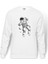 Astronot Uzay Gezintisi Baskılı Beyaz Erkek Örme Sweatshirt Uzun Kol 1