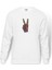 Savaş Değil Barış Işareti Seviyorum 1960'Larda Baskılı Beyaz Erkek Örme Sweatshirt Uzun Kol 1