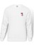 Baykuş Pembe Baskılı Beyaz Erkek Örme Sweatshirt Uzun Kol 1