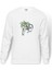 Çiçek Ile Siyah Bisiklet Bisiklet Suluboya Baskılı Beyaz Erkek Örme Sweatshirt Uzun Kol 1