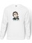 Sherlock Homes Baskılı Beyaz Erkek Örme Sweatshirt Uzun Kol 1