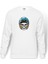 Skull With Blue Helmet Baskılı Beyaz Erkek Örme Sweatshirt Uzun Kol 1