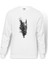 Skull Baskılı Beyaz Erkek Örme Sweatshirt Uzun Kol 1
