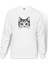 Kedi Yavru Kedi Sevimli Kedi Baskılı Beyaz Erkek Örme Sweatshirt Uzun Kol 1