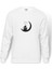 Kediler Aşk Ay Yıldızlar Baskılı Beyaz Erkek Örme Sweatshirt Uzun Kol 1