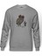 Baykuş Ve Fare Baskılı Gri Erkek Örme Sweatshirt Uzun Kol 1