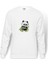 Panda Baskılı Beyaz Erkek Örme Sweatshirt Uzun Kol 1