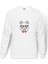 Payonlu Gözlüklü Ayı Baskılı Beyaz Erkek Örme Sweatshirt Uzun Kol 1