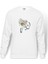 Sepetli Bisiklet Baskılı Beyaz Erkek Örme Sweatshirt Uzun Kol 1