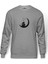 Kediler Aşk Ay Yıldızlar Baskılı Gri Erkek Örme Sweatshirt Uzun Kol 1