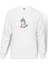 Unicorn Flower Baskılı Beyaz Erkek Örme Sweatshirt Uzun Kol 1