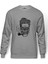 Pipolu Kurukafa Baskılı Gri Erkek Örme Sweatshirt Uzun Kol 1