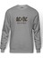 Ac Dc Rock Or Bust Logo Baskılı Gri Erkek Örme Sweatshirt Uzun Kol 1