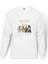 Queen Lego Baskılı Beyaz Erkek Örme Sweatshirt Uzun Kol 1