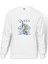 Queen Baskılı Beyaz Erkek Örme Sweatshirt Uzun Kol 1