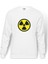 Radiation Alert Baskılı Beyaz Erkek Örme Sweatshirt Uzun Kol 1