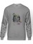 Cattronot Cat Astronot Baskılı Gri Erkek Örme Sweatshirt Uzun Kol 1