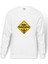 Under Construction Baskılı Beyaz Erkek Örme Sweatshirt Uzun Kol 1