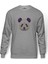 Polygonal Head Panda Baskılı Gri Erkek Örme Sweatshirt Uzun Kol 1