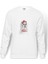 Billi E Eilish Karakalem Çizim Baskılı Beyaz Erkek Örme Sweatshirt Uzun Kol 1