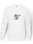 Black Cat Playing The Guitar Baskılı Beyaz Erkek Örme Sweatshirt Uzun Kol 1