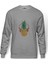 Ananas Retro Gözlük Baskılı Gri Erkek Örme Sweatshirt Uzun Kol 1