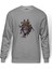 Basket Basketbol Spor Baskılı Gri Erkek Örme Sweatshirt Uzun Kol 1