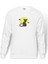 Cat On The Moon Baskılı Beyaz Erkek Örme Sweatshirt Uzun Kol 1