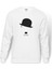 Chaplin Comic Charlıe Chaplın Baskılı Beyaz Erkek Örme Sweatshirt Uzun Kol 1