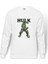 Hulk Baskılı Beyaz Erkek Örme Sweatshirt Uzun Kol 1