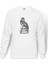 Kafatası Resimde Tıraşlama Gri Kuş Yırtıcı Baskılı Beyaz Erkek Örme Sweatshirt Uzun Kol 1