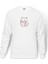 Kawaii Cat Kedi Baskılı Beyaz Erkek Örme Sweatshirt Uzun Kol 1