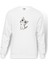 Kawaii Cat Şaşkın Kedi Baskılı Beyaz Erkek Örme Sweatshirt Uzun Kol 1