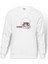 Kedi Cat Phone Müzik Kulaklık Baskılı Beyaz Erkek Örme Sweatshirt Uzun Kol 1