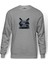 Kedi Cat Phone Müzik Baskılı Gri Erkek Örme Sweatshirt Uzun Kol 1