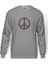 Kiss Peace Symbols Love Peace T Baskılı Gri Erkek Örme Sweatshirt Uzun Kol 1