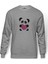Love Panda Baskılı Gri Erkek Örme Sweatshirt Uzun Kol 1