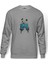 Panda Boxing Sketch Baskılı Gri Erkek Örme Sweatshirt Uzun Kol 1
