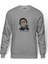 Sherlock Homes Baskılı Gri Erkek Örme Sweatshirt Uzun Kol 1