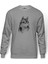 Wolf Kurt Sibirya Köpek Karakalem Çizim Baskılı Gri Erkek Örme Sweatshirt Uzun Kol 1
